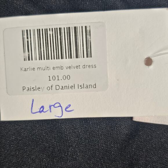 Karlie Multicolored Embroidered Bell Sleeve Velvet Mini Dress NWT Size L - Picture 13 of 15